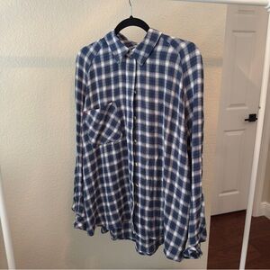 Urban Outfitters Blue Plaid Button Down Shirt